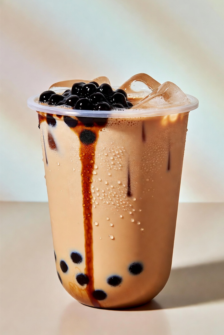 Brown sugar milk tea with tapioca pearls